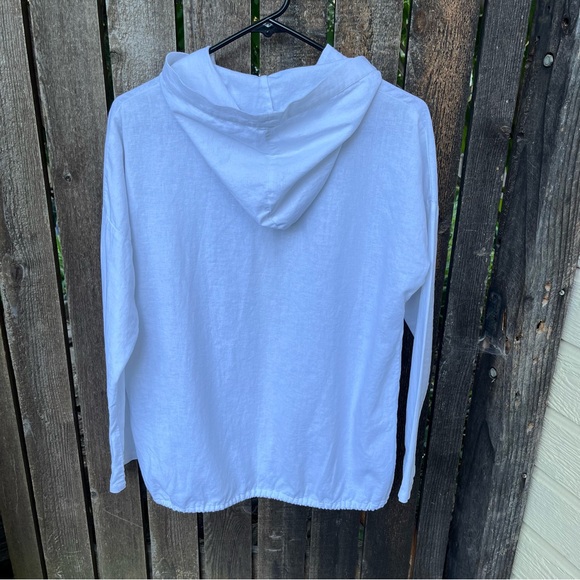 Adeptt 100% Linen Button Down Hooded Lightweight Cardigan Jacket In White Sz S - Picture 2 of 11